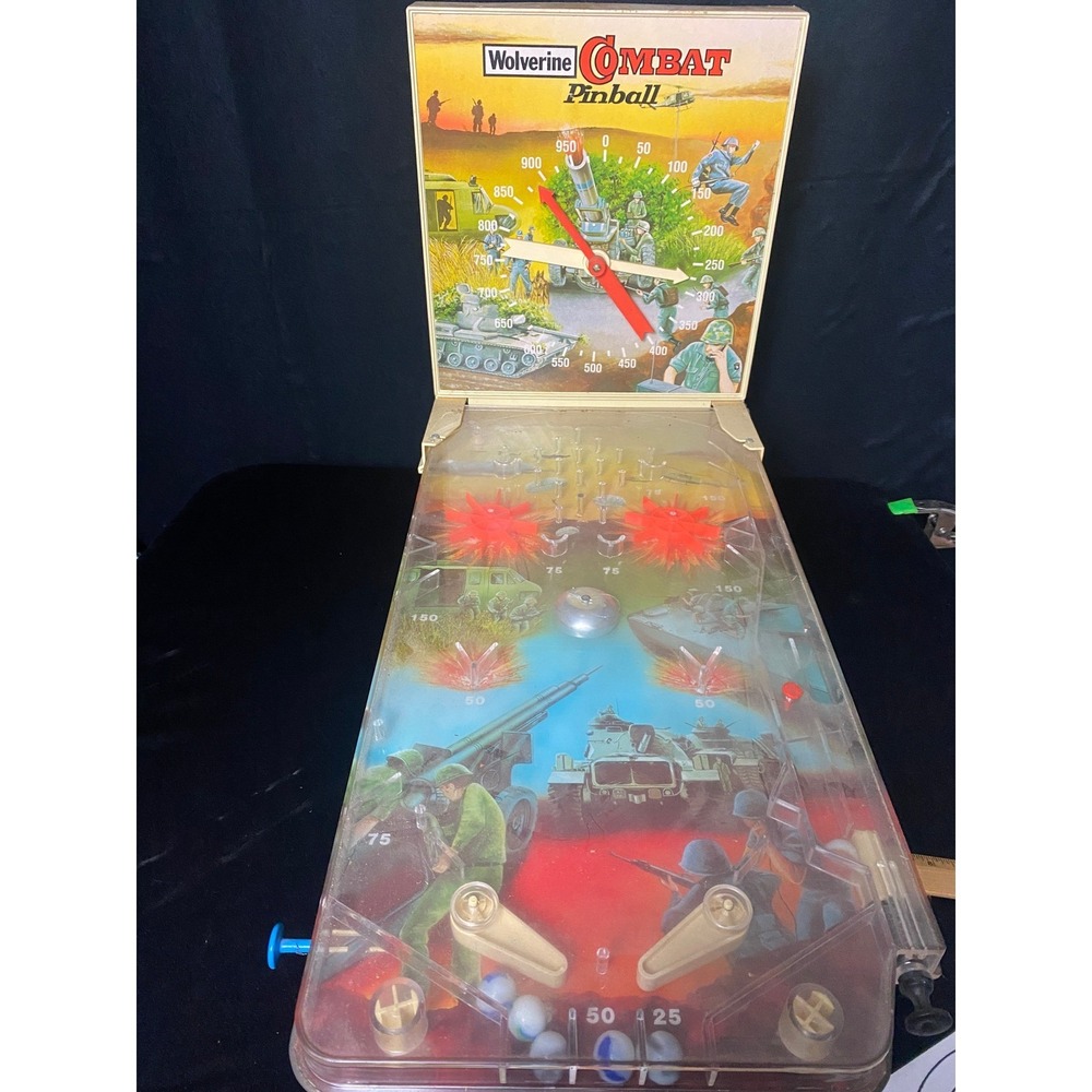 Vintage Wolverine Combat Pinball Toy Tabletop Game Military Theme‎